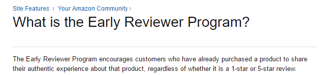 Amazon Early Reviewer Program