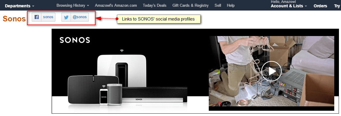 Amazon Brand Page - Social Media Links