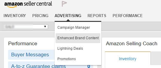 access enhanced brand content via Seller Central