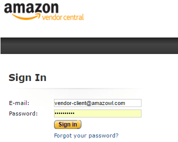 Vendor Central Login using email password