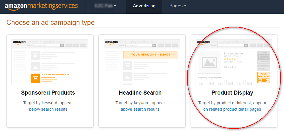 Amazon Marketing Services - Create Product Display Ads
