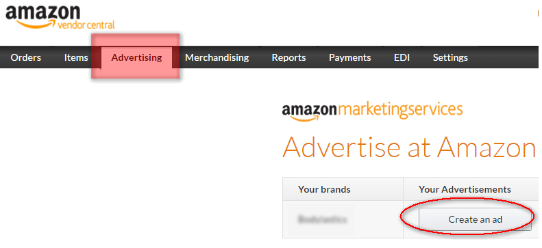 Amazon Marketing Services via Amazon Vendor Central